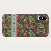 Hibiscus palm tropische bloem | Koraal en Munt Case-Mate iPhone Case (Achterkant (horizontaal))