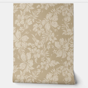 Hibiscus Pareau Distressed Hawaiian - Taupe Behang
