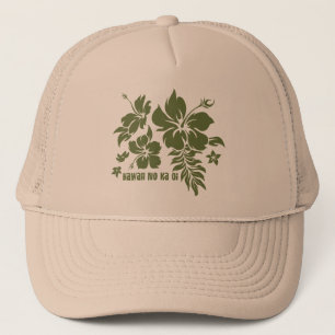 Hibiscus Pareau Hawaiian Floral in Olijf voor Pett Trucker Pet