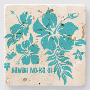 Hibiscus Pareau Hawaiian Floral Tiki Bar Onderzett Stenen Onderzetter