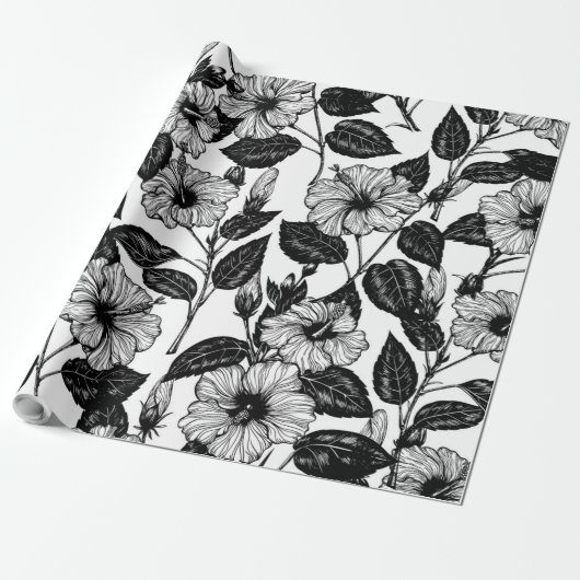 Hibiscus-patroon Cadeaupapier (Uitgerold)