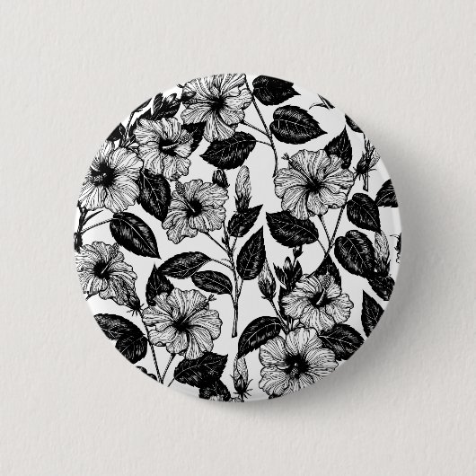 Hibiscus-patroon Ronde Button 5,7 Cm (Voorkant)