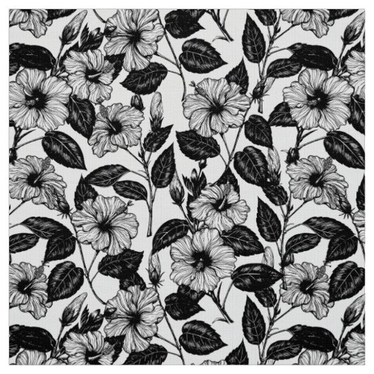 Hibiscus-patroon Stof (Swatch)