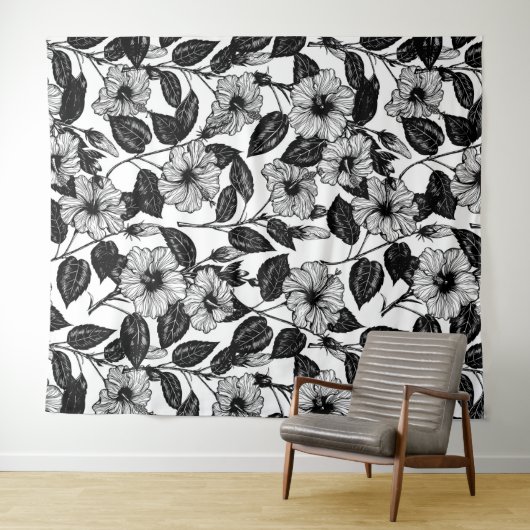 Hibiscus-patroon Wandkleed (In Situ (horizontaal))