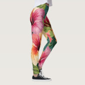 Hibiscus Patterne Florale Leggings (Droite)