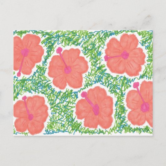 Hibiscus Pop Art Pattern Briefkaart (Voorkant)