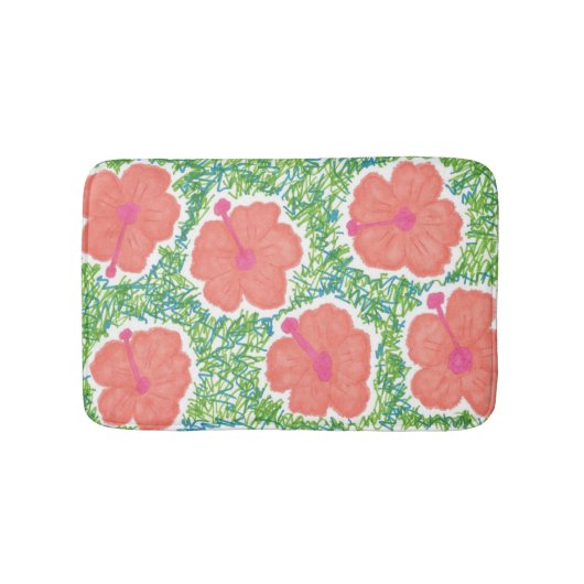 Hibiscus Pop Pattern Bath Mat (Voorkant)