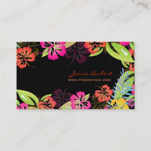 Hibiscus, Retro vettige tropische bloemen Visitekaartje