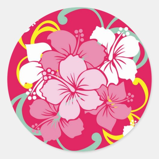 Hibiscus Ronde Sticker (Voorkant)