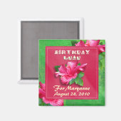 Hibiscus rose Anniversaire Luau Magnet (Recto/Verso)