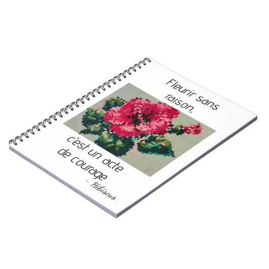 Hibiscus rose en pixels délicats notitieboek (Linkerzijde)