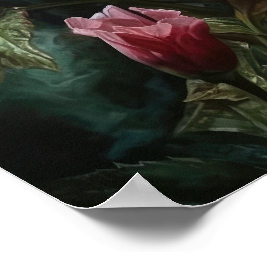 Hibiscus rose Fleurs Art Imprimer Poster (Coin)