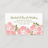 Hibiscus rose Mariage Table Place Cartes (Dos)