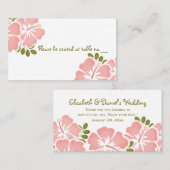 Hibiscus rose Mariage Table Place Cartes (Devant / Derrière)