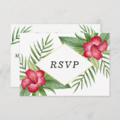 Hibiscus rose Mariage tropical RSVP (Devant / Derrière)