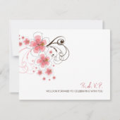 Hibiscus rose Tropical Beach Wedding Carte RSVP (Devant)