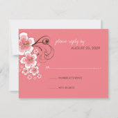 Hibiscus rose Tropical Beach Wedding Carte RSVP (Dos)