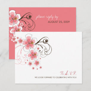 Hibiscus rose Tropical Beach Wedding Carte RSVP