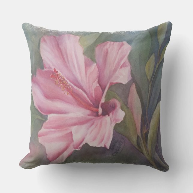 HIBISCUS ROSE TROPICAL COUSSIN EXTÉRIEUR (Recto)