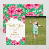 Hibiscus rose tropical Merci photo d'anniversaire (Devant / Derrière)