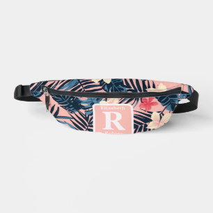 Hibiscus rose tropical personnalisé Monogramme