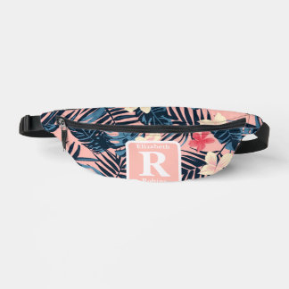 Hibiscus rose tropical personnalisé Monogramme