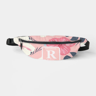 Hibiscus rose tropical personnalisé Monogramme