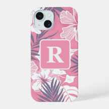 Hibiscus rose tropical personnalisé Monogramme