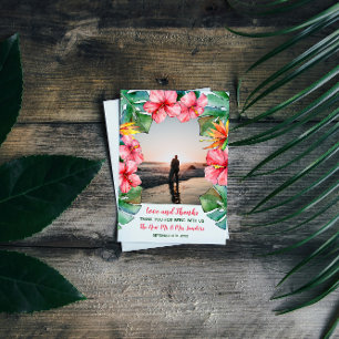 Hibiscus rose Tropical Photo Mariage Merci