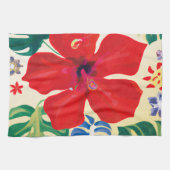 hibiscus rouge Serviette de cuisine tropicale (Horizontal)