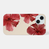 Hibiscus Rouge Vibrant Fleur Tropicale iPhone 15 (Verso Horizontal)