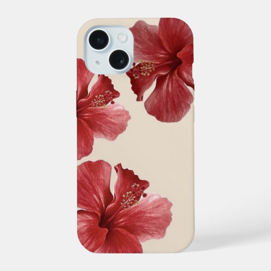 Hibiscus Rouge Vibrant Fleur Tropicale iPhone 15 (Verso)