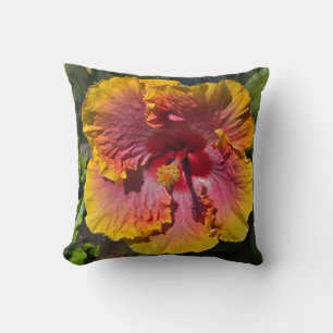 Hibiscus roze en Sinaasappel Kussen