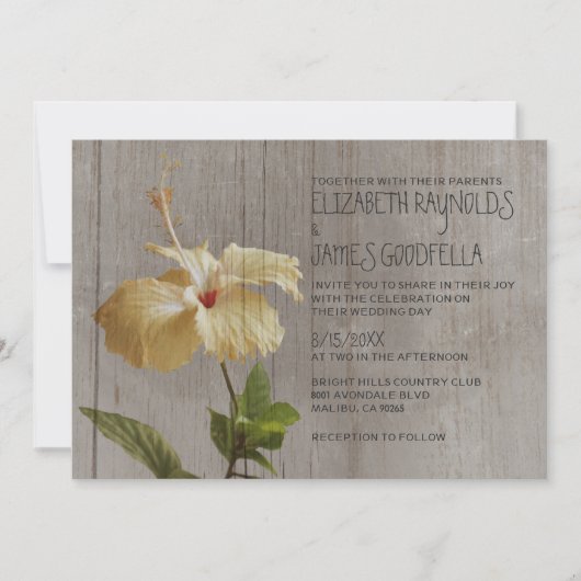 Hibiscus Rustique Invitations de mariage (Devant)
