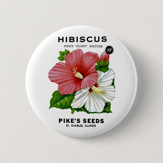 Hibiscus Seed Packet Ronde Button 5,7 Cm (Voorkant)