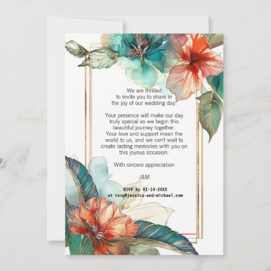 Hibiscus Serenade Paradise Faire-part de mariage (Dos)