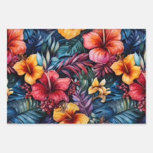 Hibiscus Serenade: Tropische bladeren Inpakpapier Vel