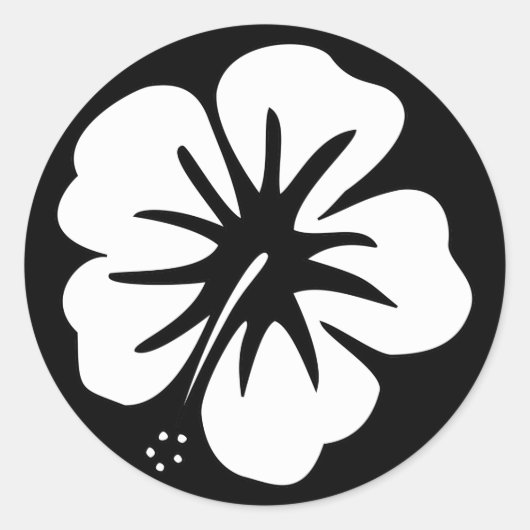 Hibiscus Sjabloon Ronde Sticker (Voorkant)