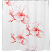 Hibiscus Sketch (wit) Douchegordijn (Voorkant)