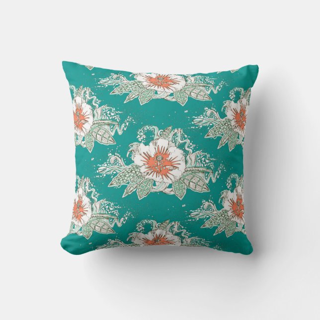 hibiscus surf retro kussen (Voorkant)