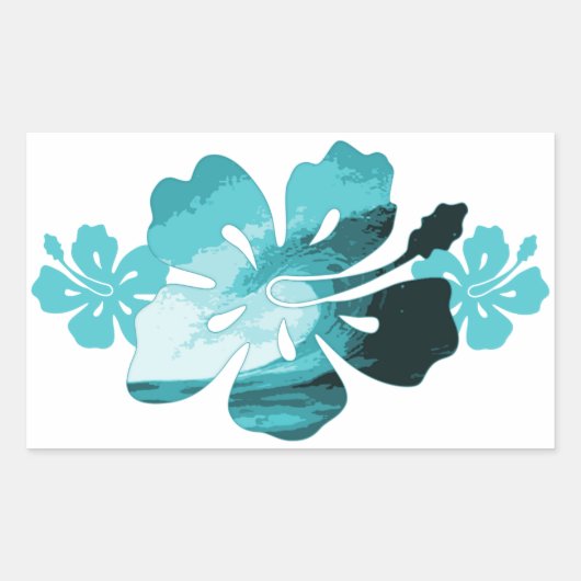 Hibiscus surf stijl rechthoekige sticker (Voorkant)