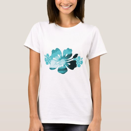 Hibiscus surf stijl t-shirt (Voorkant)
