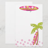 Hibiscus Surfboard Briefpapier (Voorkant / Achterkant)