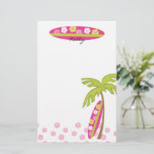 Hibiscus Surfboard Briefpapier (Staand voorkant)