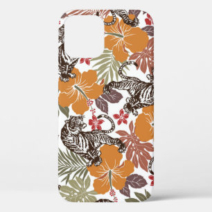 Hibiscus Tijger, exotisch patroon. iPhone 12 Hoesje
