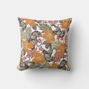 Hibiscus Tijger, exotisch patroon. Kussen