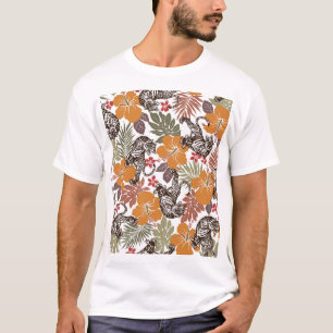 Hibiscus Tijger, exotisch patroon. T-shirt