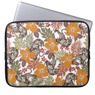 Hibiscus tijgerpatroon laptop sleeve