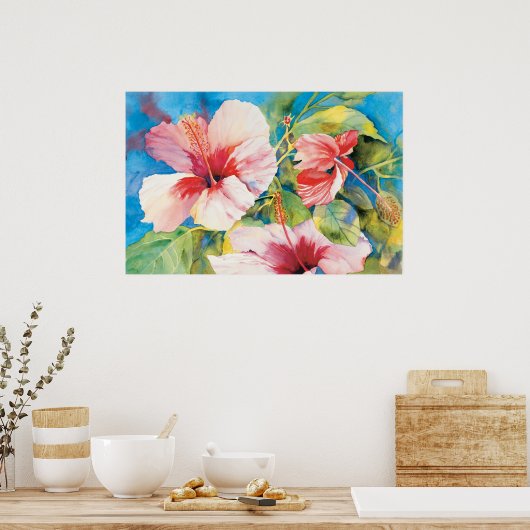 Hibiscus Triad Poster (Keuken)