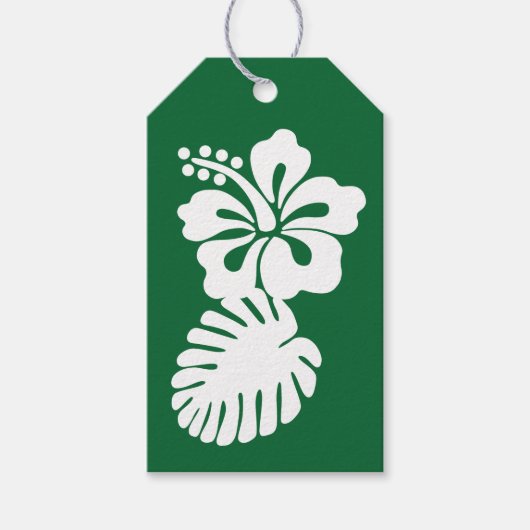 Hibiscus Tropical dans une étiquette de cadeau ver (Devant)